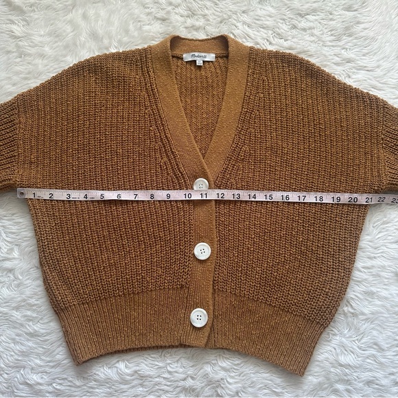 Madewell Greywood Crop Cardigan Sweater Button Front 100% Cotton Toffee Sz XS - Picture 9 of 11